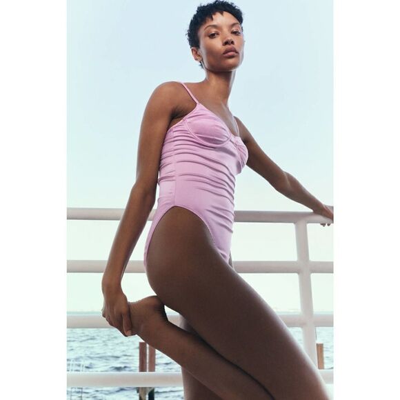 SATIN EFFECT BODYSUIT WITH UNDERWIRE MAUVE - Picture 5 of 5